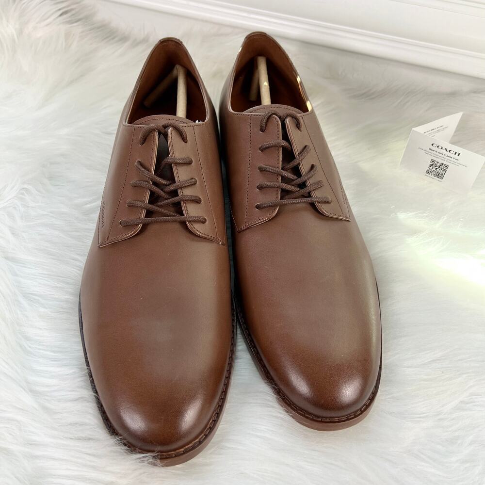 New Men’s Classic Coach Plain-Toe Derby Leather Oxfords Size 13 - Picture 5 of 8